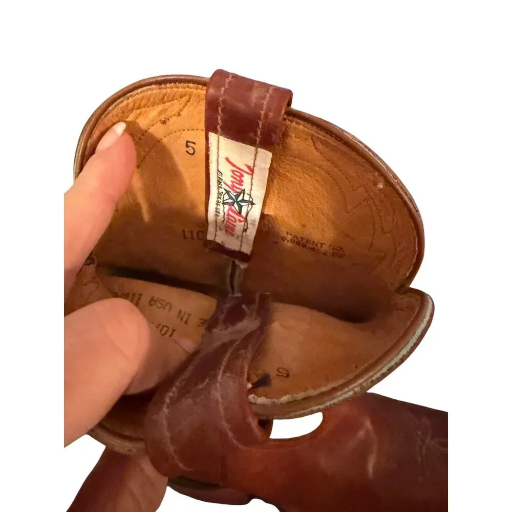 Tony Lama Womens Boots Size 8 B Brown Turquoise Cowgirl Embroidered USA Vintage - Picture 10 of 16